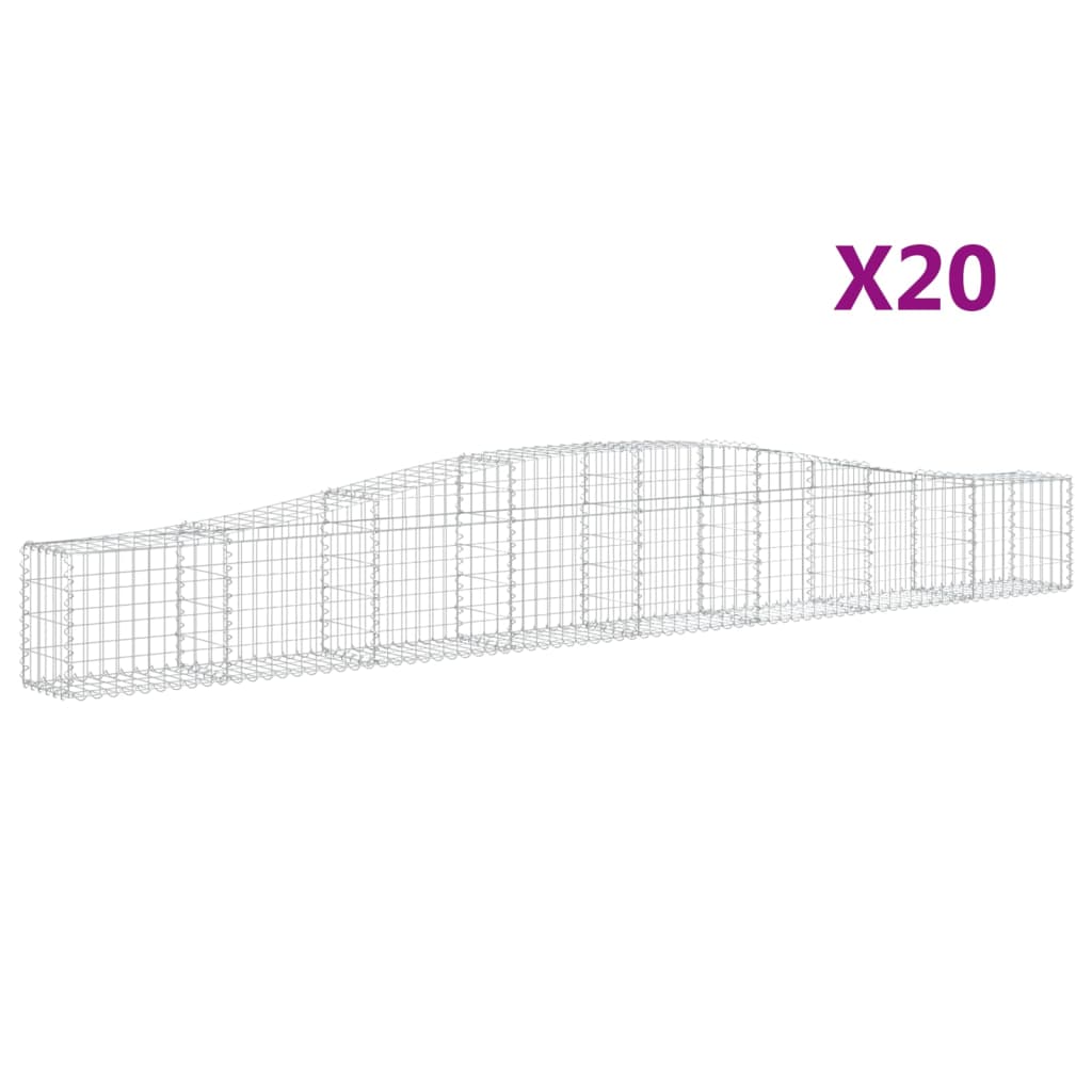 vidaXL Gabionen mit Hochbogen 20 Stk. 400x30x40/60 cm Verzinktes Eisen