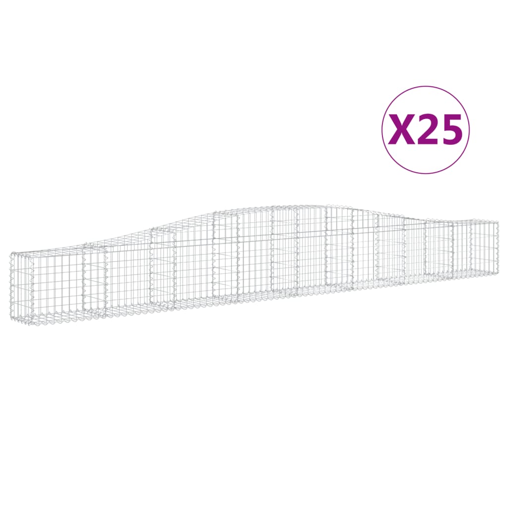 vidaXL Gabionen mit Hochbogen 25 Stk. 400x30x40/60 cm Verzinktes Eisen