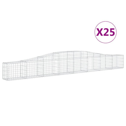 vidaXL Gabionen mit Hochbogen 25 Stk. 400x30x40/60 cm Verzinktes Eisen