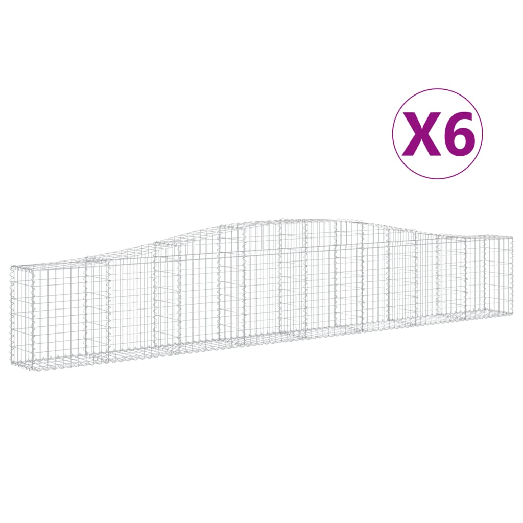 vidaXL Gabions avec arc surélevé 6 pcs 400x30x60/80 cm Fer galvanisé