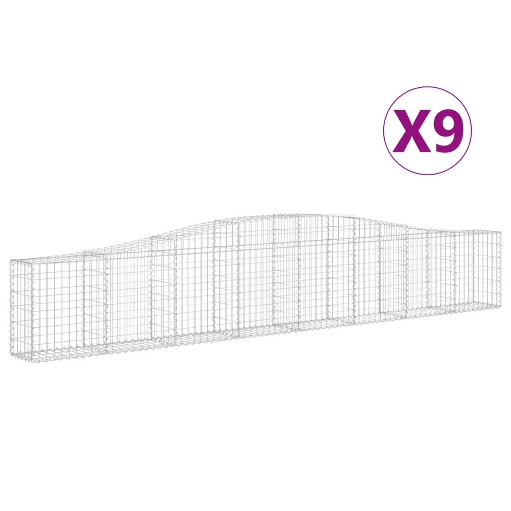 vidaXL Gabions avec arche 9 pcs 400x30x60/80 cm Fer galvanisé