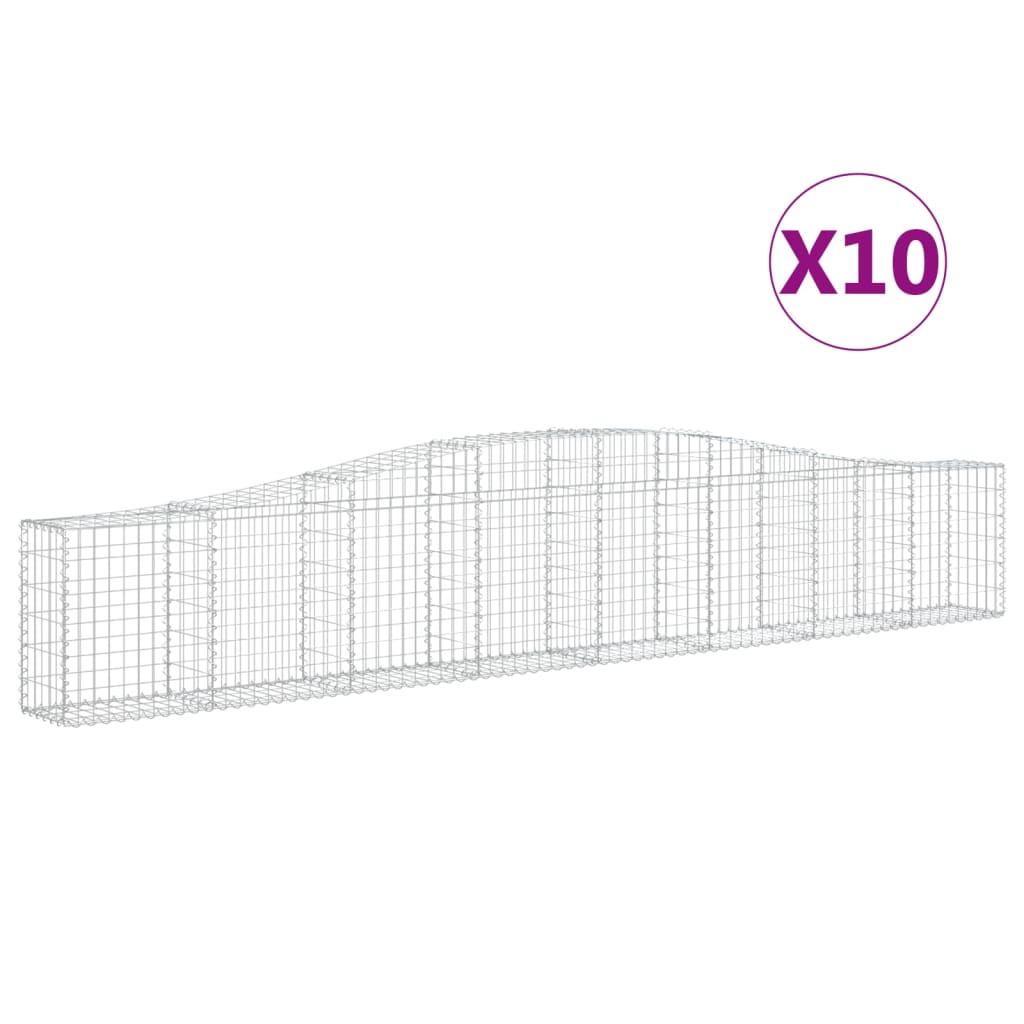 vidaXL Gabions à arche surélevée 10 pcs 400x30x60/80 cm Fer galvanisé