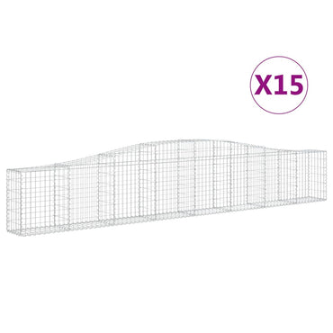vidaXL Gabions à arche surélevée 15 pces 400x30x60/80 cm Fer galvanisé