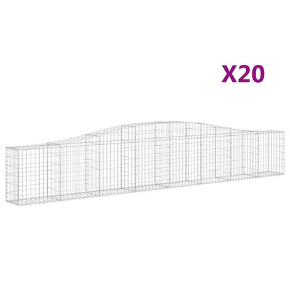 vidaXL Gabionen mit Hochbogen 20 Stk. 400x30x60/80 cm Verzinktes Eisen