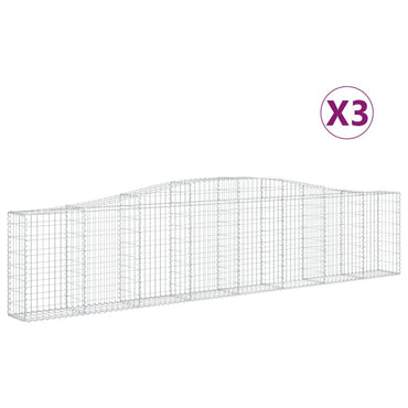 vidaXL Gabions avec arche haute 3 pcs 400x30x80/100 cm en fer galvanisé