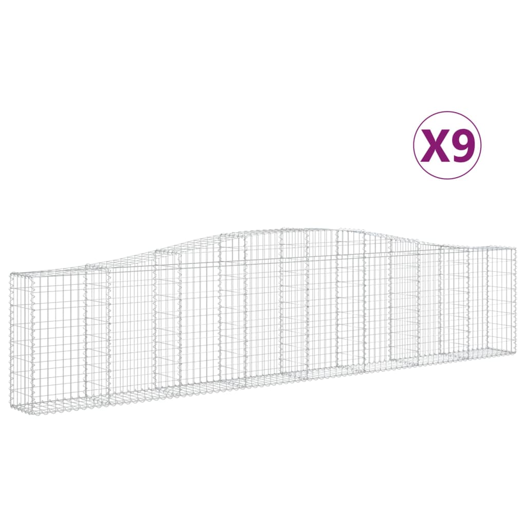 vidaXL Gabions avec arche haute 9 pcs 400x30x80/100 cm Fer galvanisé