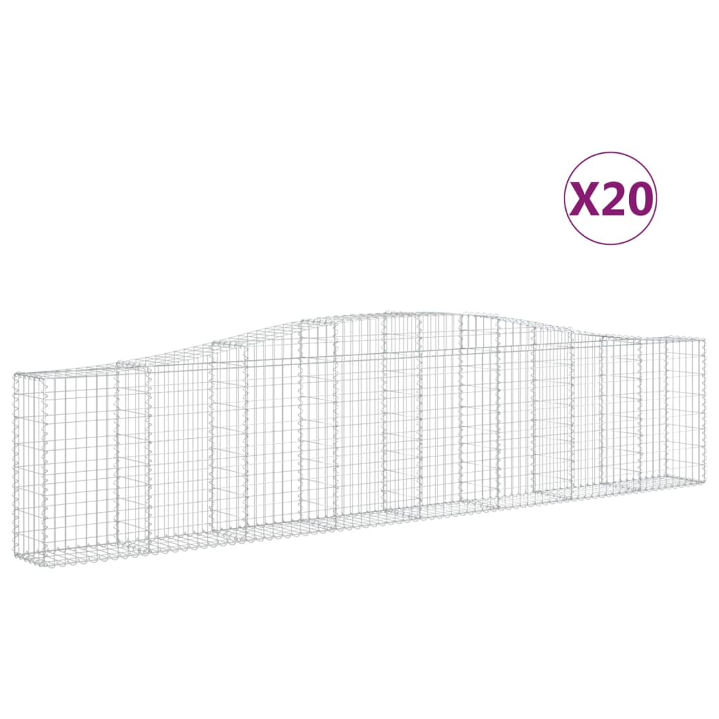 vidaXL Gabionen mit Hochbogen 20 Stk. 400x30x80/100cm Verzinktes Eisen
