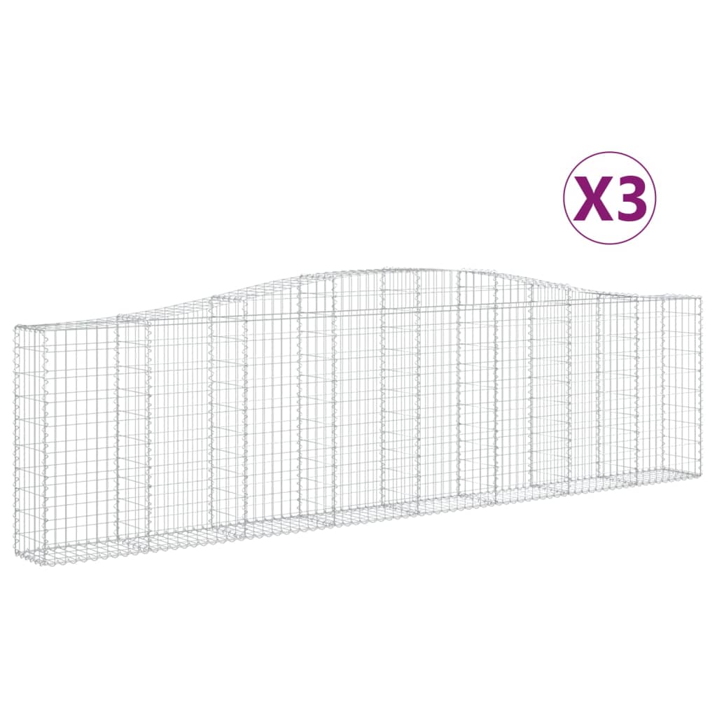 vidaXL Gabions avec arche 3 pèces 400x30x100/120 cm Fer galvanisé