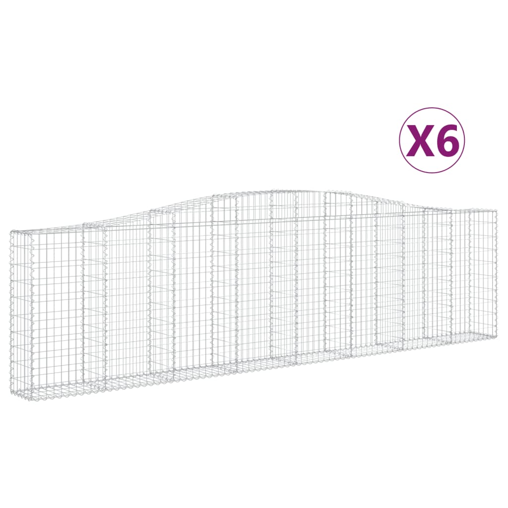 vidaXL Gabions avec arc en forme de S 6 pcs 400x30x100/120 cm Fer galvanisé