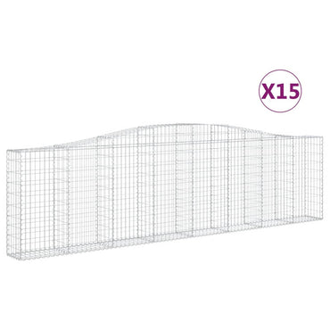 vidaXL Gabions avec arche haute 15 pces 400x30x100/120 cm Fer galvanisé