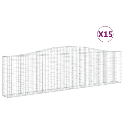 vidaXL Gabionen mit Hochbogen 15Stk. 400x30x100/120cm Verzinktes Eisen