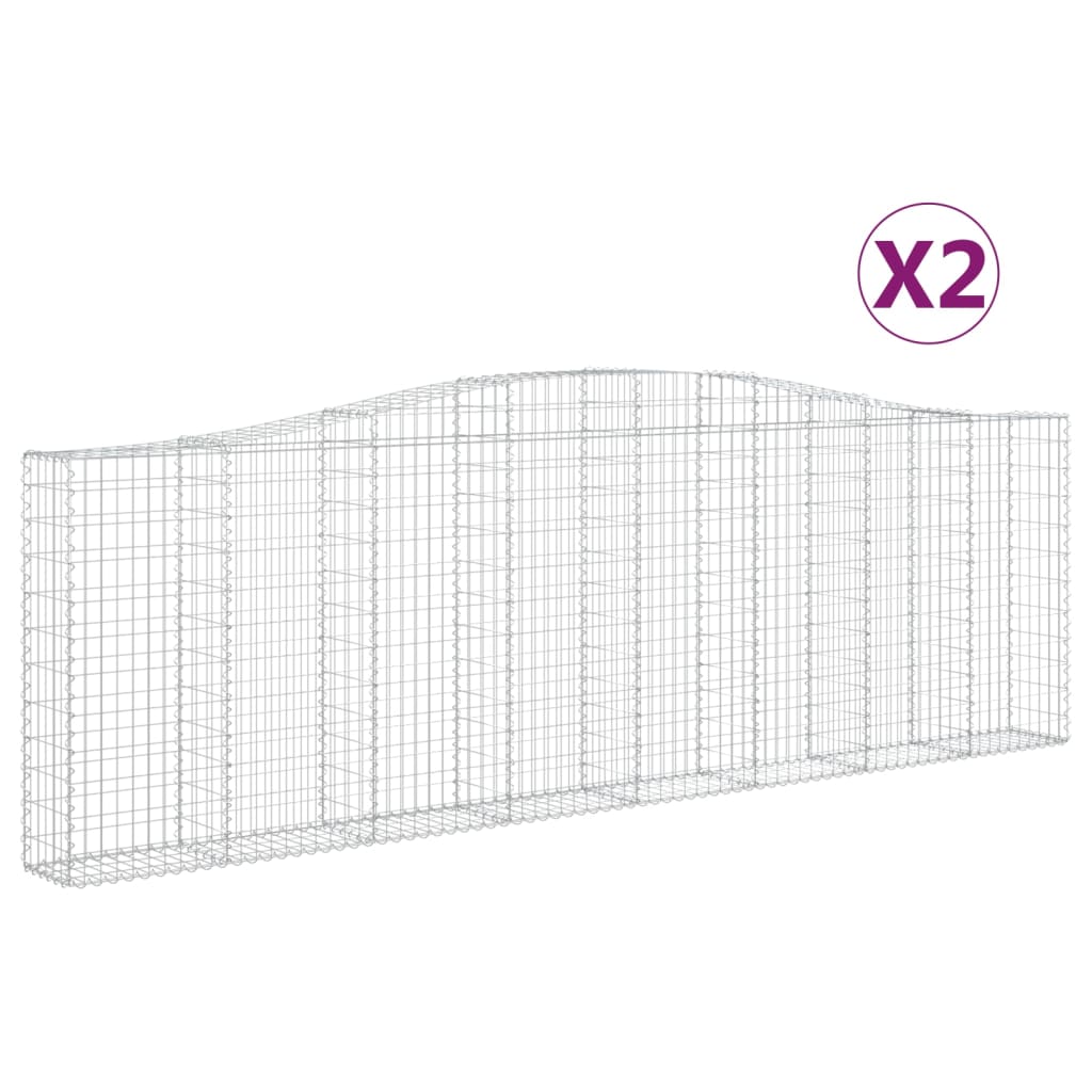 vidaXL Gabionen mit Hochbogen 2 Stk. 400x30x120/140cm Verzinktes Eisen