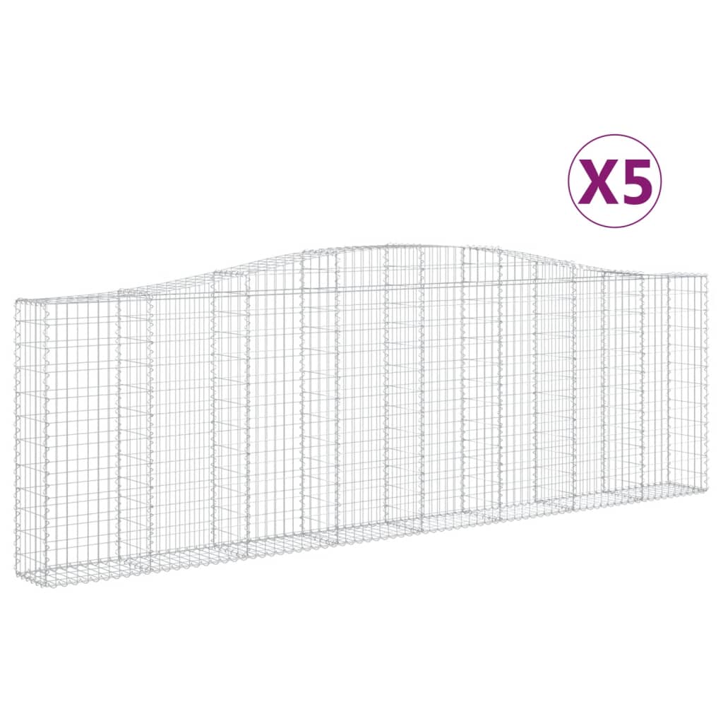 vidaXL Gabions à arc surélevé 5 pcs 400x30x120/140 cm Fer galvanisé