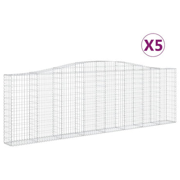 vidaXL Gabions à arc surélevé 5 pcs 400x30x120/140 cm Fer galvanisé