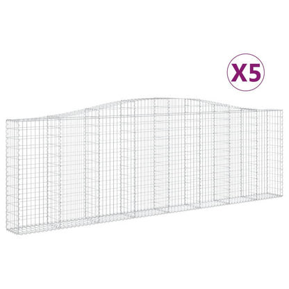 vidaXL Gabions à arc surélevé 5 pcs 400x30x120/140 cm Fer galvanisé