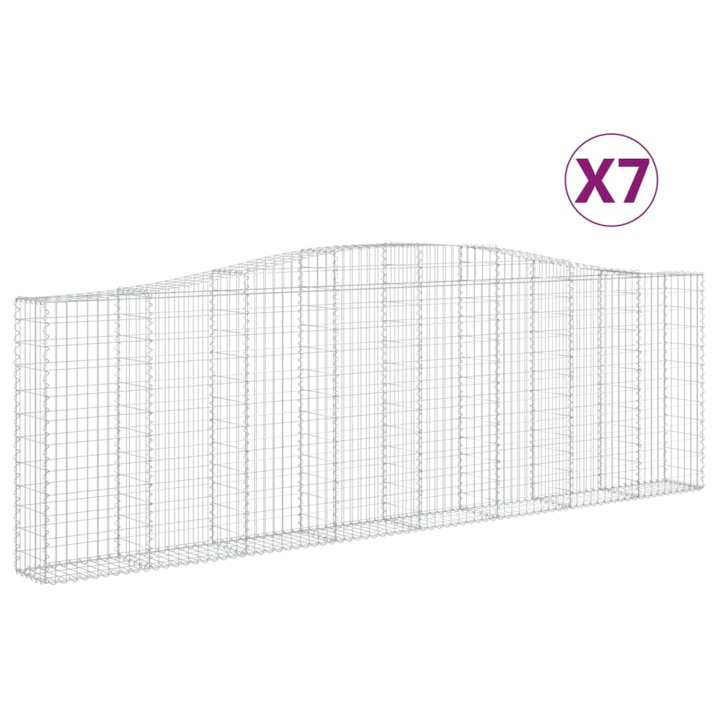 Gabions vidaXL avec arche, 7 pces 400x30x120/140 cm, Fer galvanisé