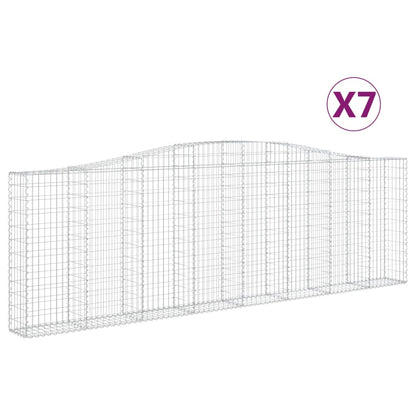 Gabions vidaXL avec arche, 7 pces 400x30x120/140 cm, Fer galvanisé