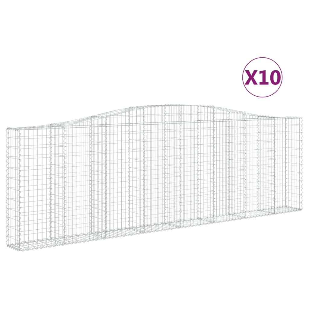 vidaXL Gabions avec arche haute 10 pcs 400x30x120/140 cm Fer galvanisé