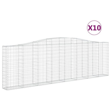 vidaXL Gabionen mit Hochbogen 10Stk. 400x30x120/140cm Verzinktes Eisen