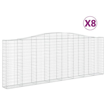 vidaXL Gabionen mit Hochbogen 8 Stk. 400x30x140/160cm Verzinktes Eisen