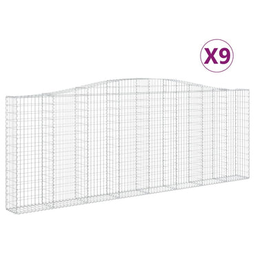 vidaXL Gabionen mit Hochbogen 9 Stk. 400x30x140/160cm Verzinktes Eisen