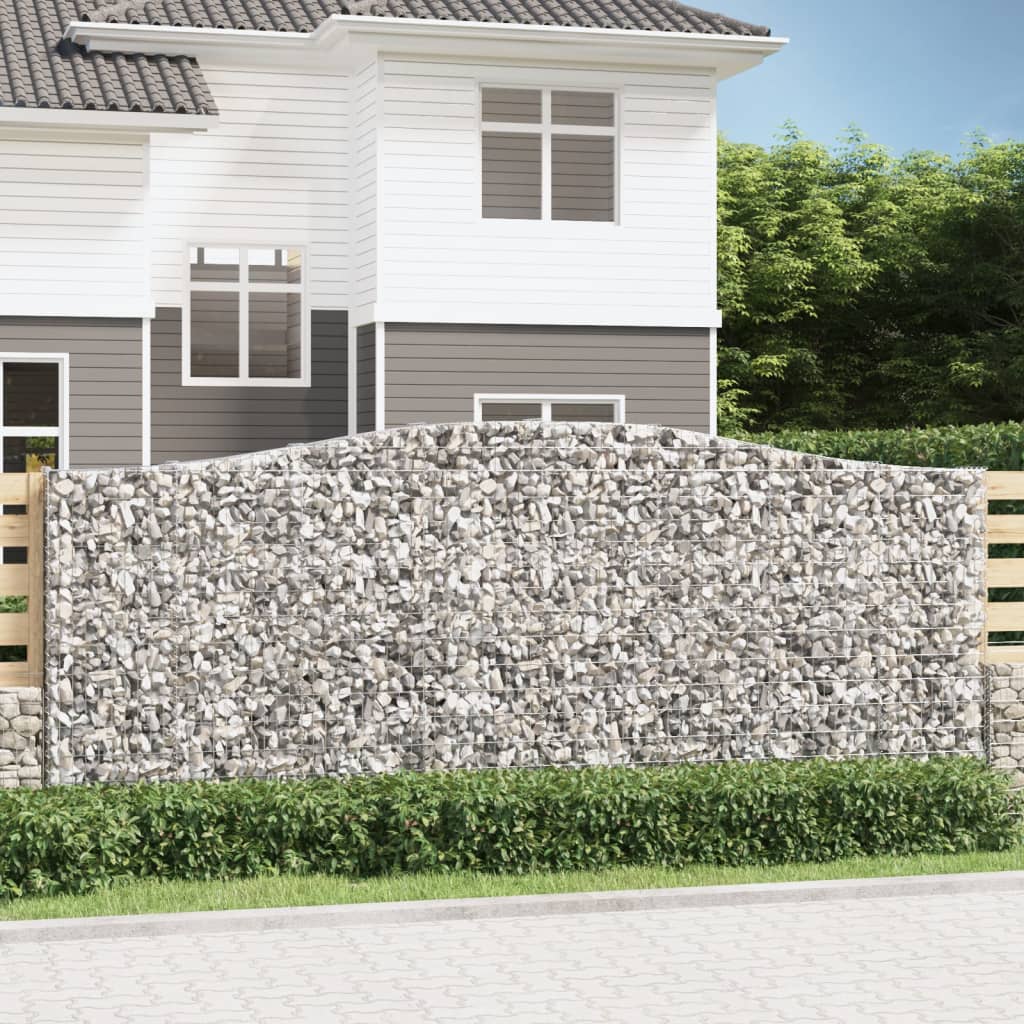 vidaXL Gabionen mit Hochbogen 4 Stk. 400x30x160/180cm Verzinktes Eisen