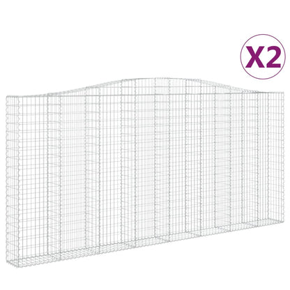 vidaXL Gabionen mit Hochbogen 2 Stk. 400x30x180/200cm Verzinktes Eisen