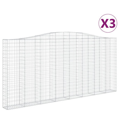 vidaXL Gabionen mit Hochbogen 3 Stk. 400x30x180/200cm Verzinktes Eisen