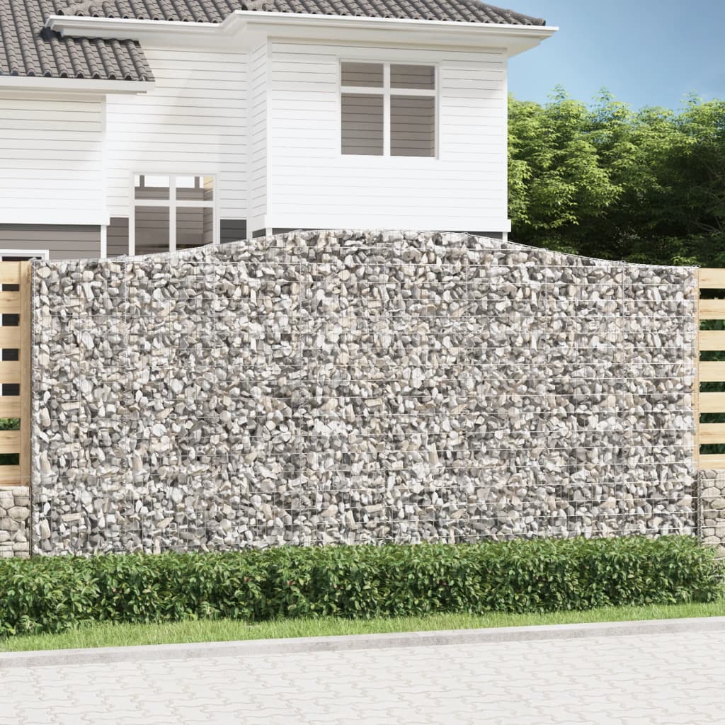vidaXL Gabionen mit Hochbogen 2 Stk. 400x30x200/220cm Verzinktes Eisen