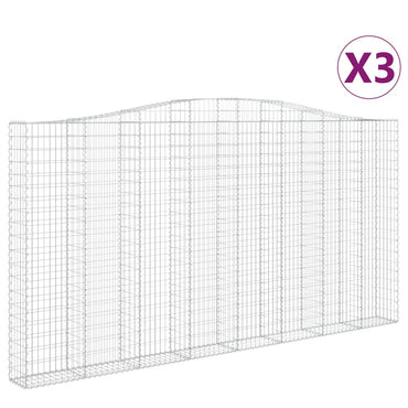 vidaXL Gabionen mit Hochbogen 3 Stk. 400x30x200/220cm Verzinktes Eisen