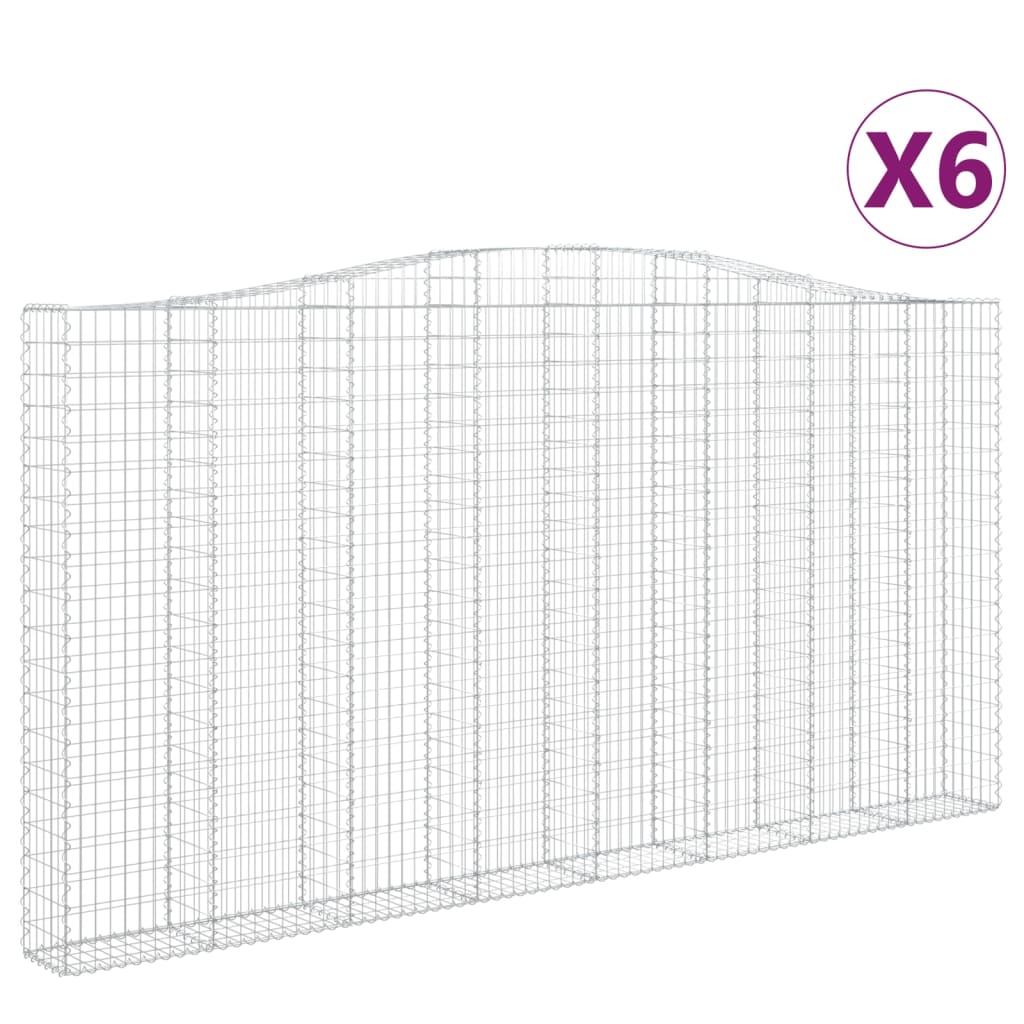 vidaXL Gabionen mit Hochbogen 6 Stk. 400x30x200/220cm Verzinktes Eisen