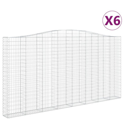 vidaXL Gabionen mit Hochbogen 6 Stk. 400x30x200/220cm Verzinktes Eisen