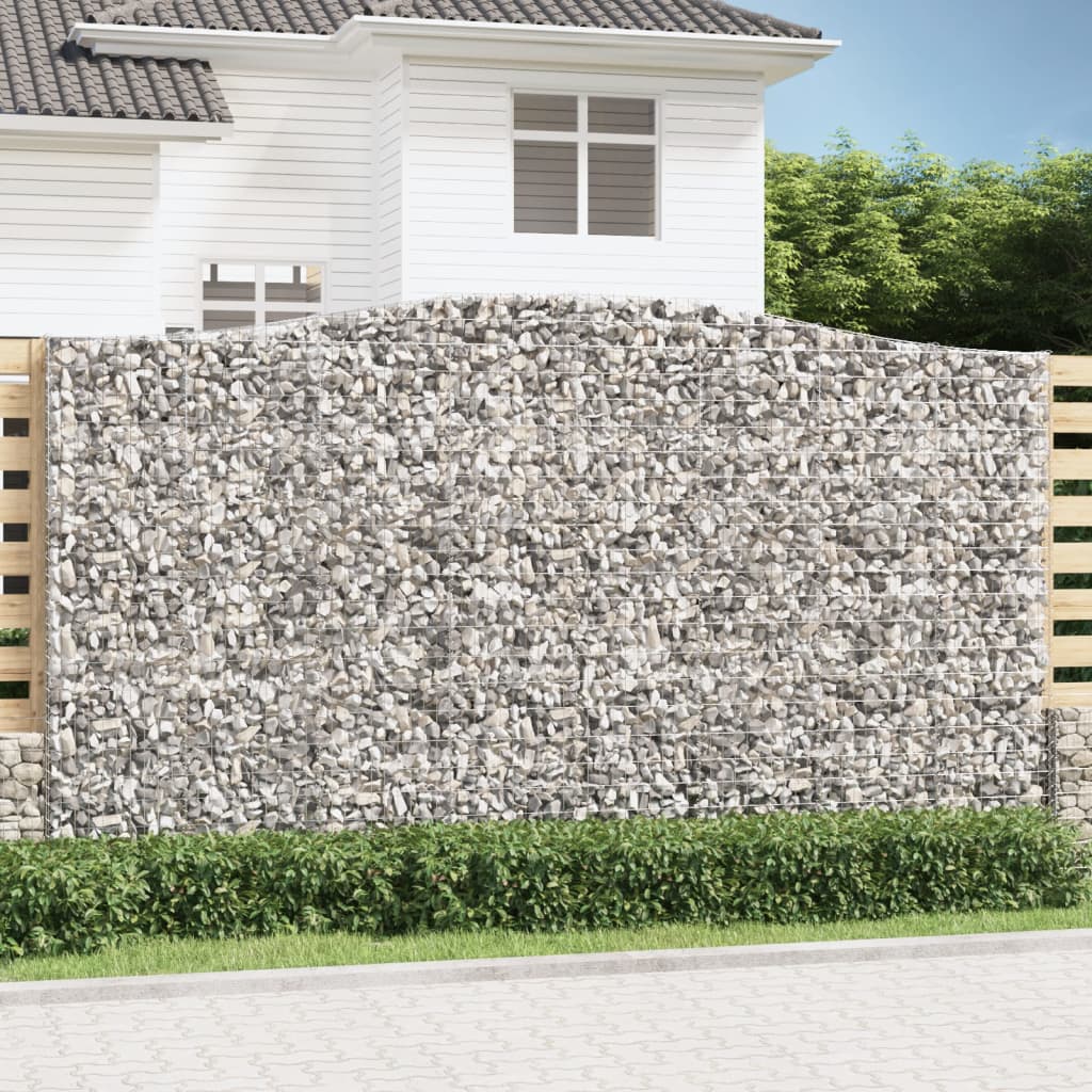 vidaXL Gabionen mit Hochbogen 7 Stk. 400x30x220/240cm Verzinktes Eisen