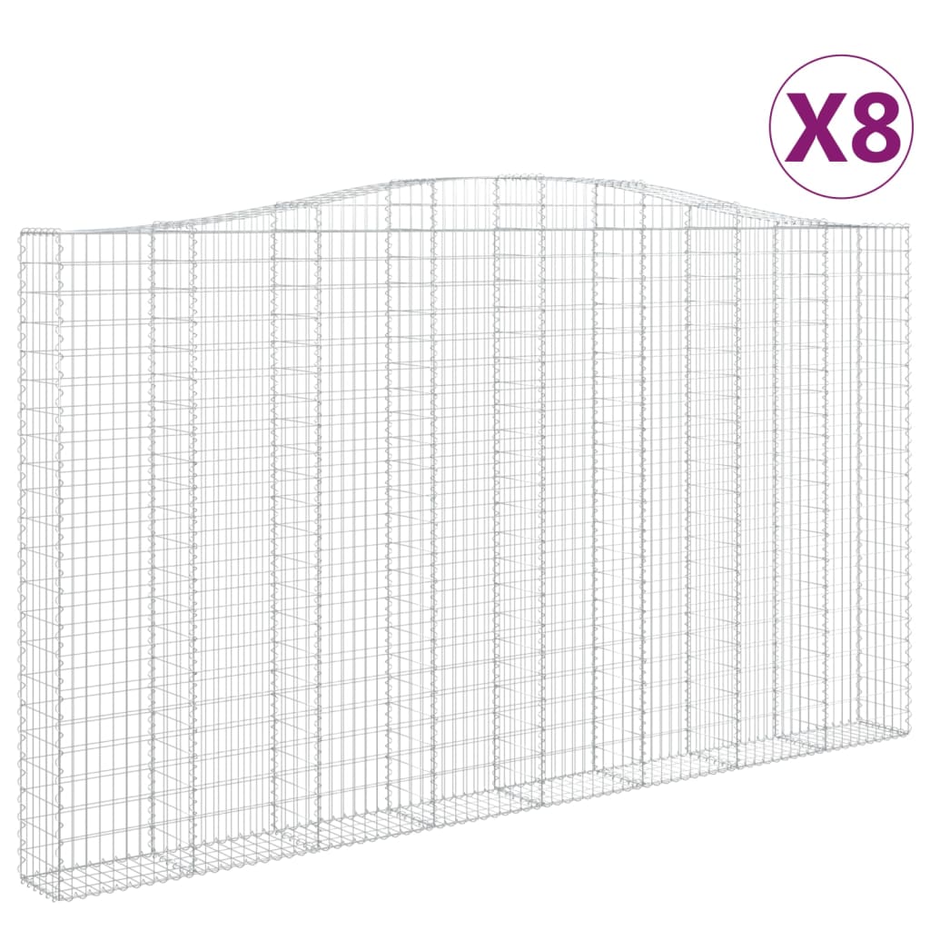 vidaXL Gabions à arc élevé 8 pcs. 400x30x220/240cm Fer galvanisé