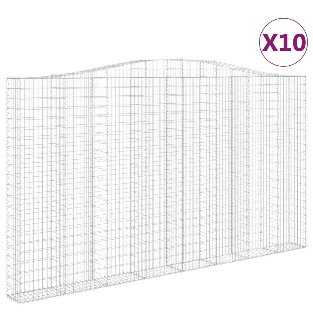 vidaXL Gabionen mit Hochbogen 10Stk. 400x30x220/240cm Verzinktes Eisen