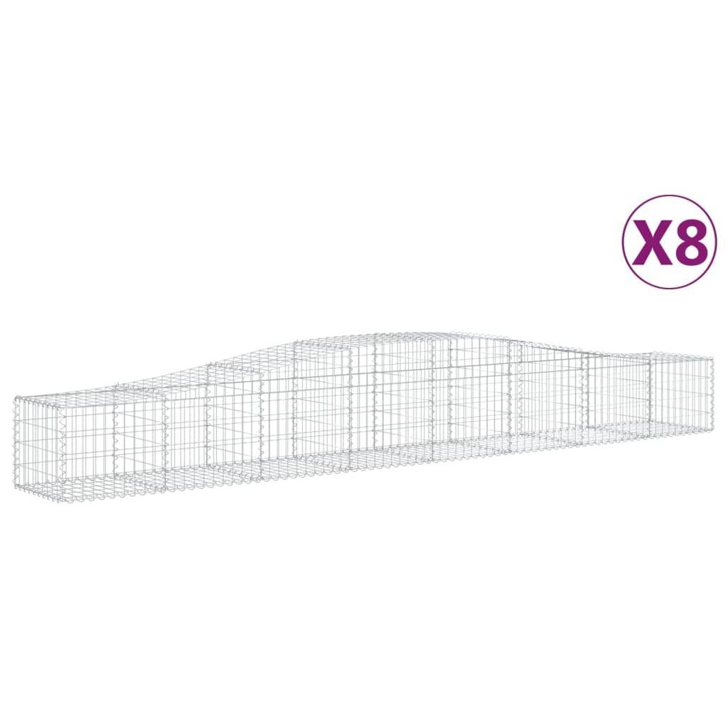 vidaXL Gabionen mit Hochbogen 8 Stk. 400x50x40/60cm Verzinktes Eisen
