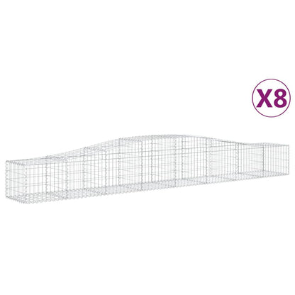 vidaXL Gabionen mit Hochbogen 8 Stk. 400x50x40/60cm Verzinktes Eisen