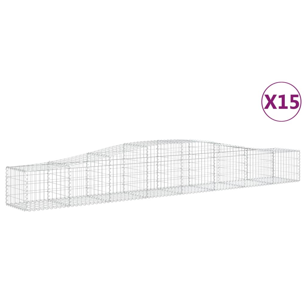 vidaXL Gabions à arc élevé 15 pcs 400x50x40/60 cm Fer galvanisé