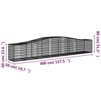 vidaXL Gabionen mit Hochbogen 25 Stk. 400x50x60/80cm Verzinktes Eisen
