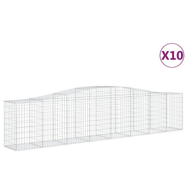 vidaXL Gabionen mit Hochbogen 10 Stk. 400x50x80/100cm Verzinktes Eisen