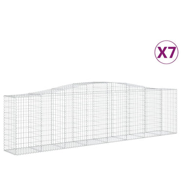vidaXL Gabionen mit Hochbogen 7 Stk. 400x50x100/120cm Verzinktes Eisen