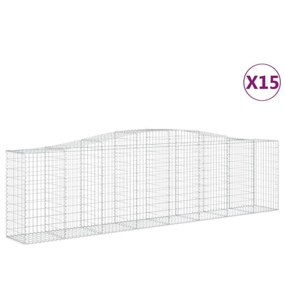 vidaXL Gabionen mit Hochbogen 15 Stk 400x50x100/120cm Verzinktes Eisen