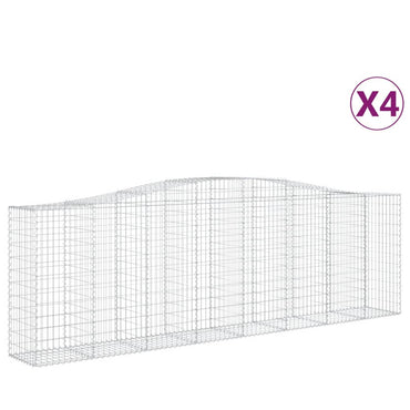 vidaXL Gabions à arc surélevé 4 pcs 400x50x120/140 cm Fer galvanisé