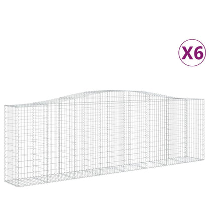 vidaXL Gabionen mit Hochbogen 6 Stk. 400x50x120/140cm Verzinktes Eisen