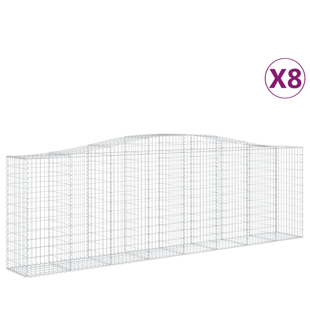 vidaXL Gabions avec arche 8 pcs 400x50x120/140 cm Fer galvanisé