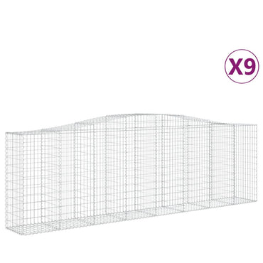 vidaXL Gabions avec arche 9 pcs. 400x50x120/140cm Fer galvanisé