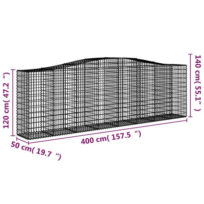 vidaXL Gabions avec arc en relief 10 pcs 400x50x120/140 cm Fer galvanisé