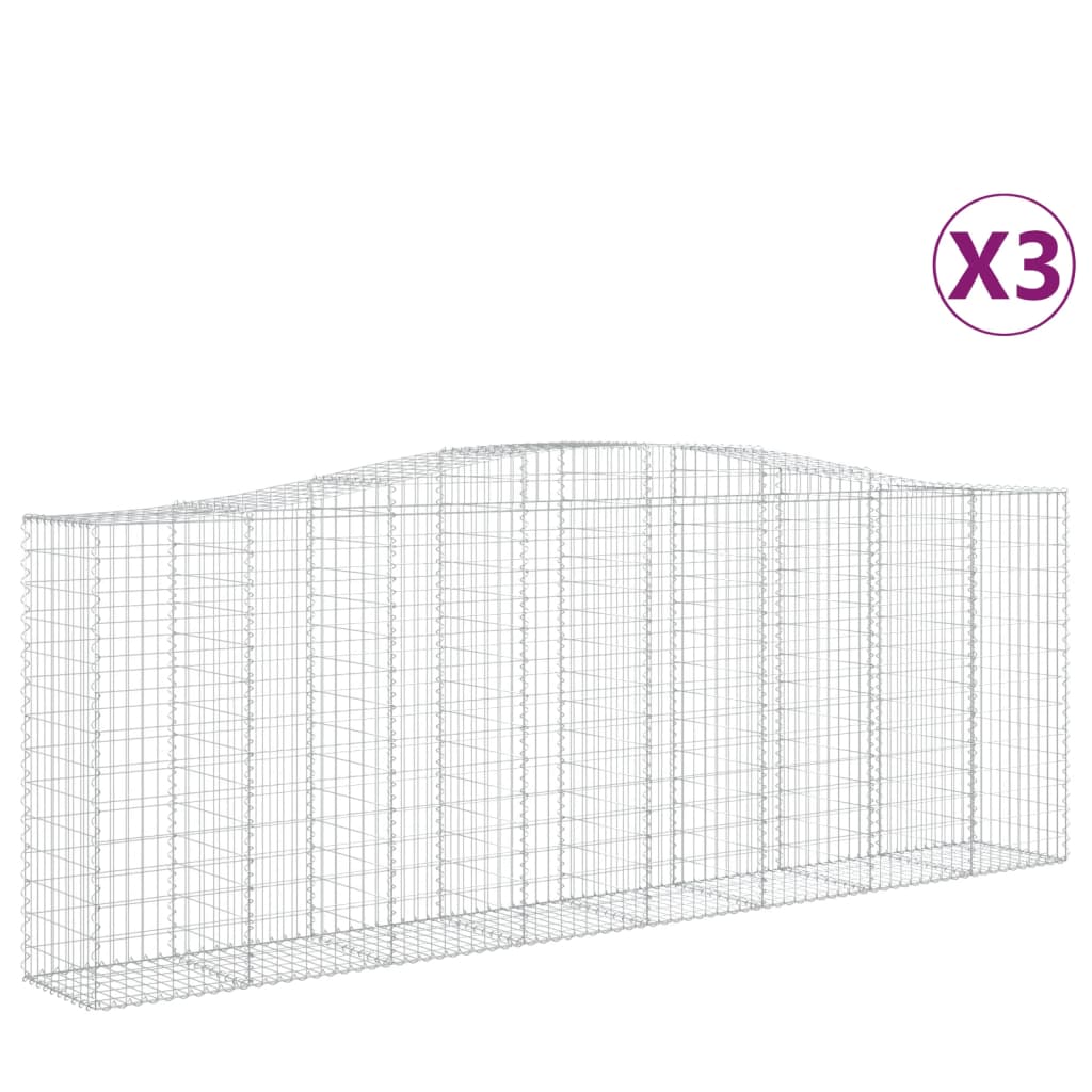 vidaXL Gabions à arc élevé 3 pcs 400x50x140/160 cm Fer galvanisé
