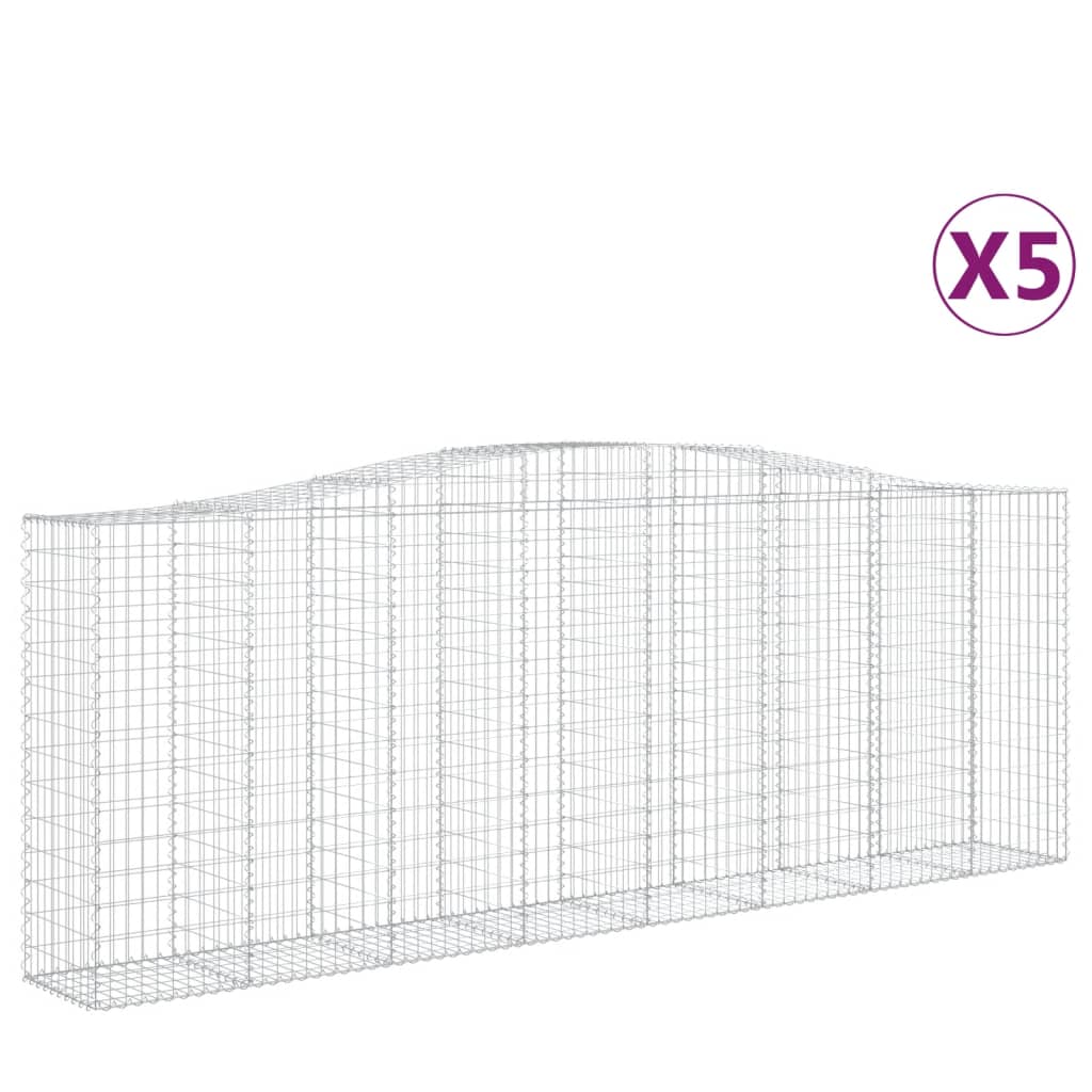 vidaXL Gabions avec arche 5 pcs 400x50x140/160cm Fer galvanisé