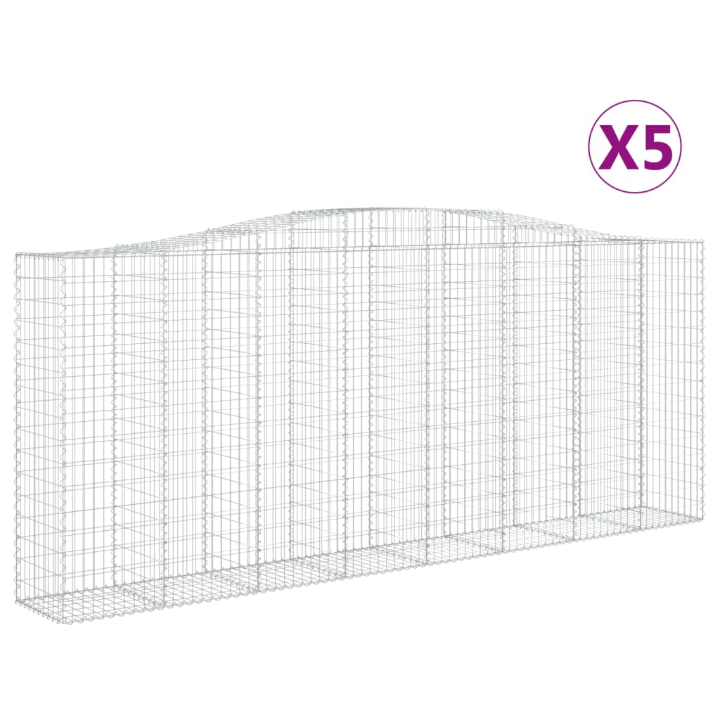 vidaXL Gabions avec arc surélevé 5 pcs 400x50x160/180cm Fer galvanisé